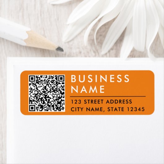Eenvoudig Modern Minimaal Oranje Web QR Code Digit Etiket (Insitu)