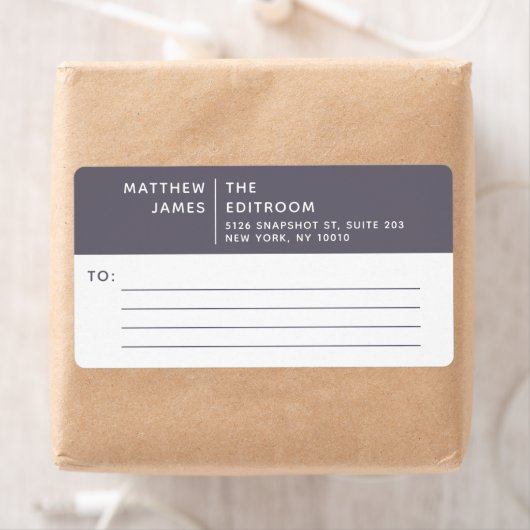 Eenvoudig Modern Minimaal Paarse Grijs Wit Zaken Etiket (Insitu)