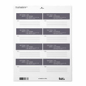 Eenvoudig Modern Minimaal Paarse Grijs Wit Zaken Etiket (Full Sheet)