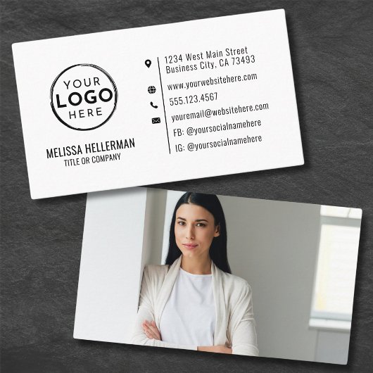 Eenvoudig Modern Minimaal Professioneel Foto Uw Lo Visitekaartje