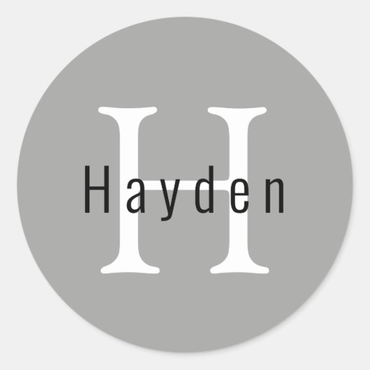Eenvoudig modern minimaal Silver Monogram Name Ini Ronde Sticker (Voorkant)