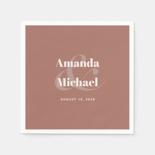 Eenvoudig modern minimaal terracotta Wedding Servet (Voorkant)