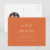 Eenvoudig Modern Minimaal Verbrand Sinaasappel Sla Aankondigingskaart (Voorkant / Achterkant)