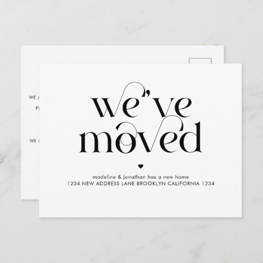 Eenvoudig, modern, minimaal, we hebben ons verplaa aankondigingskaart (Voorkant / Achterkant)