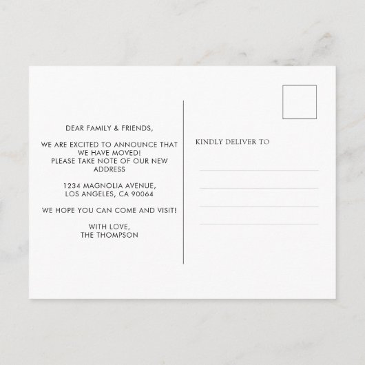 Eenvoudig, modern, minimaal, we hebben ons verplaa aankondigingskaart (Achterkant)