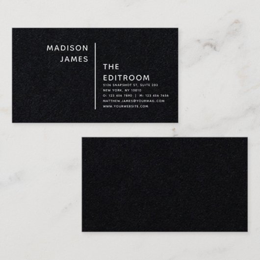 Eenvoudig modern, minimaal zwart, getextureerd wit visitekaartje (Voorkant / Achterkant)