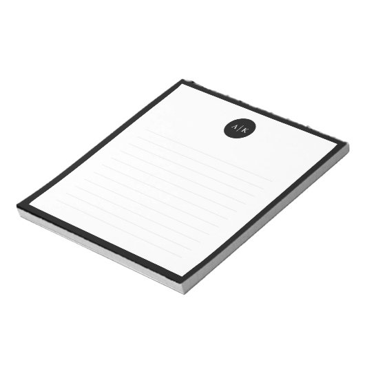 Eenvoudig modern, minimaal zwart-wit cirkelmonogra notitieblok