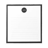 Eenvoudig modern, minimaal zwart-wit cirkelmonogra notitieblok (Voorkant)