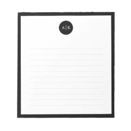 Eenvoudig modern, minimaal zwart-wit cirkelmonogra notitieblok