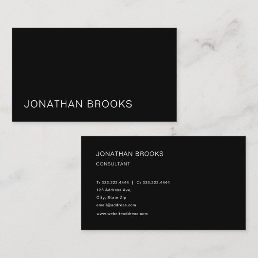 Eenvoudig, modern, minimaal zwart-wit visitekaartje (Voorkant / Achterkant)