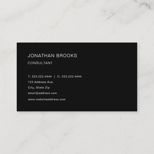 Eenvoudig, modern, minimaal zwart-wit visitekaartje (Achterkant)