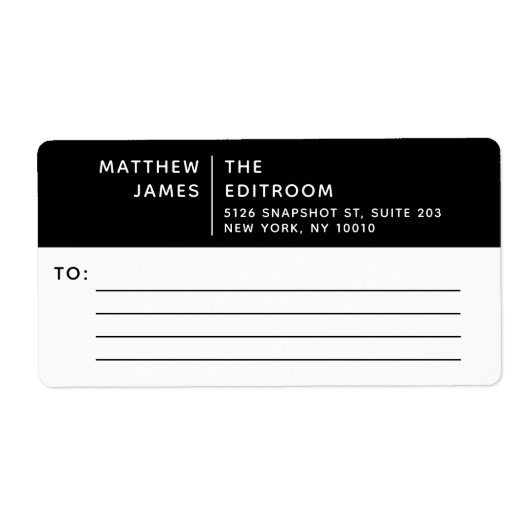 Eenvoudig Modern Minimaal Zwart Wit Zaken Etiket (Voorkant)