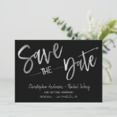 Eenvoudig Modern Minimaal Zwart Zilver Save the Da Kaart (Staand voorkant)
