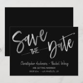 Eenvoudig Modern Minimaal Zwart Zilver Save the Da Kaart (Voorkant / Achterkant)