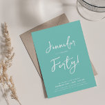 Eenvoudig Modern Minimal 40th Birthday Script Blau Kaart<br><div class="desc">Een elegant "40th Birthday" feestuitnodigingsontwerp met moderne typografie en aangepaste tekst.</div>