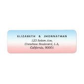 Eenvoudig Modern Minimal Blauw Roze en Wit Gradiën Etiket (Voorkant)