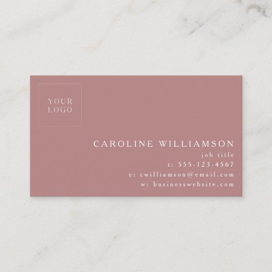 Eenvoudig Modern Minimal Dusty Roos Logo Foto Visitekaartje (Voorkant)