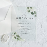Eenvoudig Modern Minimal Green Leaf Sweet 16 Party Acryl Uitnodigingen<br><div class="desc">Eenvoudig Modern Minimal Green Leaf Sweet 16 Party Acryl Uitnodigingen Zie bijpassend collectie in onze Niche en Nest Store</div>