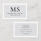 Eenvoudig Modern Minimal Monogram Elegant Business Visitekaartje (Voorkant / Achterkant)
