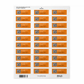 Eenvoudig Modern Minimal Oranje Web QR-code Digita Etiket (Full Sheet)