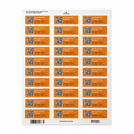 Eenvoudig Modern Minimal Oranje Web QR-code Digita Etiket (Full Sheet)