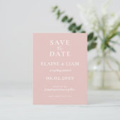 Eenvoudig Modern Minimalist Blush Wedding Aankondigingskaart (Staand voorkant)