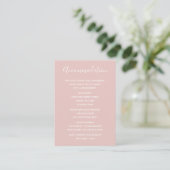 Eenvoudig Modern Minimalist Blush Wedding Informatiekaartje (Staand voorkant)