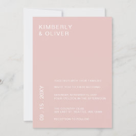 Eenvoudig Modern Minimalist Blush Wedding Kaart