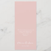 Eenvoudig Modern Minimalist Blush Wedding Menu (Achterkant)
