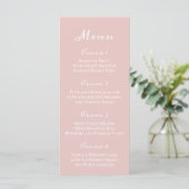 Eenvoudig Modern Minimalist Blush Wedding Menu (Staand voorkant)