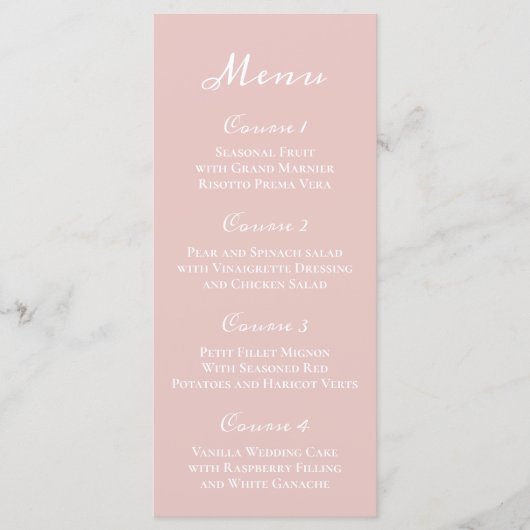 Eenvoudig Modern Minimalist Blush Wedding Menu (Voorkant)