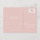 Eenvoudig Modern Minimalist Blush Wedding Uitnodiging Briefkaart (Achterkant)