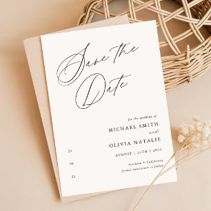 Eenvoudig Modern Minimalist Calligraphy Wedding Save The Date