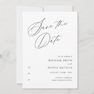 Eenvoudig Modern Minimalist Calligraphy Wedding Save The Date