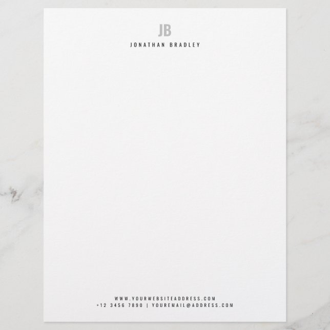Eenvoudig Modern Minimalist Monogrammed Business Briefhoofd (Voorkant)