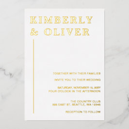 Eenvoudig Modern Minimalist White Wedding Folie Uitnodiging