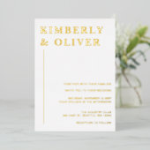 Eenvoudig Modern Minimalist White Wedding Folie Uitnodiging (Staand Voorkant)