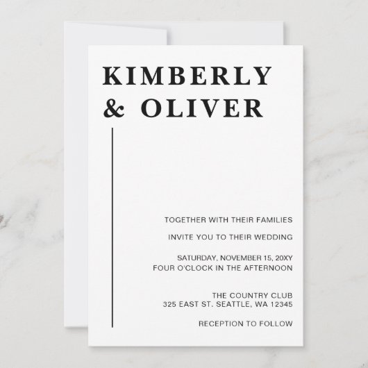 Eenvoudig Modern Minimalist White Wedding Kaart (Voorkant)