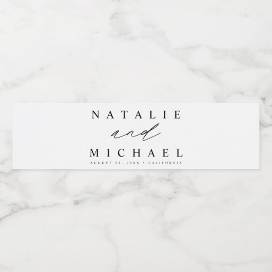 Eenvoudig modern, minimalistisch, aangepast huweli waterfles etiket (Enkel label)