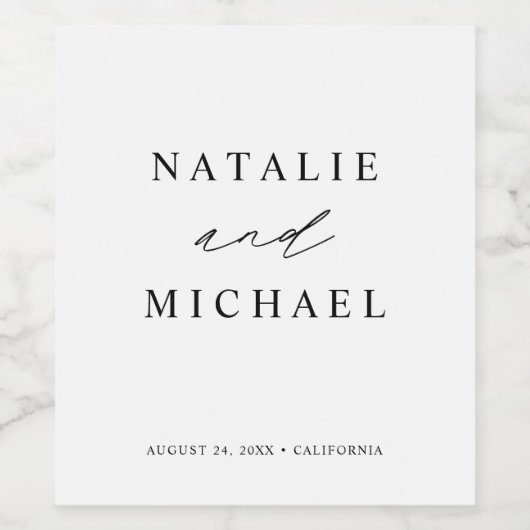 Eenvoudig modern, minimalistisch, aangepast huweli wijn etiket (Enkel label)