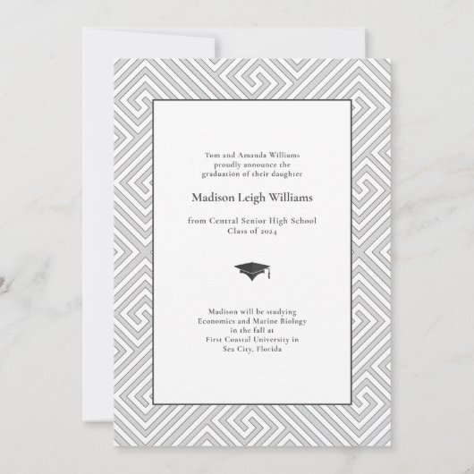 Eenvoudig modern, minimalistisch Afstuderen voor f Aankondiging (Achterkant)