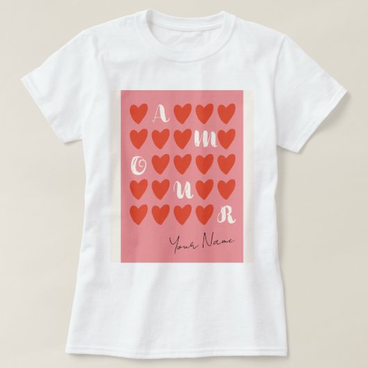 Eenvoudig modern minimalistisch Amour Valentijn T- T-shirt (Design voorkant)