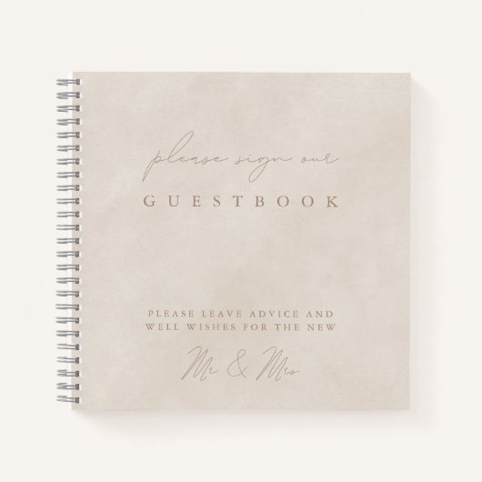 Eenvoudig modern, minimalistisch beige weddenschap notitieboek (Voorkant)