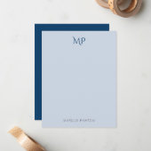 Eenvoudig modern minimalistisch blauw, aangepast notitiekaartje (Voorkant / Achterkant in situ)