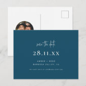 Eenvoudig Modern Minimalistisch Blauwgroen Blauw S Aankondigingskaart (Voorkant / Achterkant)