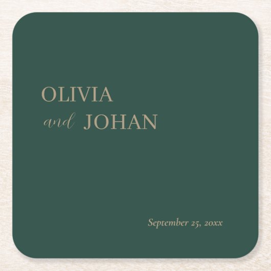 Eenvoudig Modern & Minimalistisch | Bruiloft Emera Kartonnen Onderzetters (Voorkant)