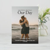 Eenvoudig modern minimalistisch bruiloft foto post kaart (Staand voorkant)