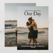 Eenvoudig modern minimalistisch bruiloft foto post kaart (Voorkant / Achterkant)