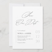 Eenvoudig Modern Minimalistisch Elegant Script Bru Save The Date (Voorkant)