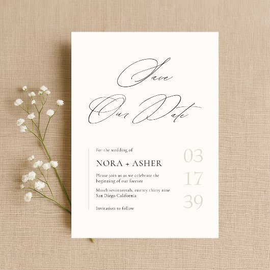 Eenvoudig Modern Minimalistisch Elegant Script Bru Save The Date